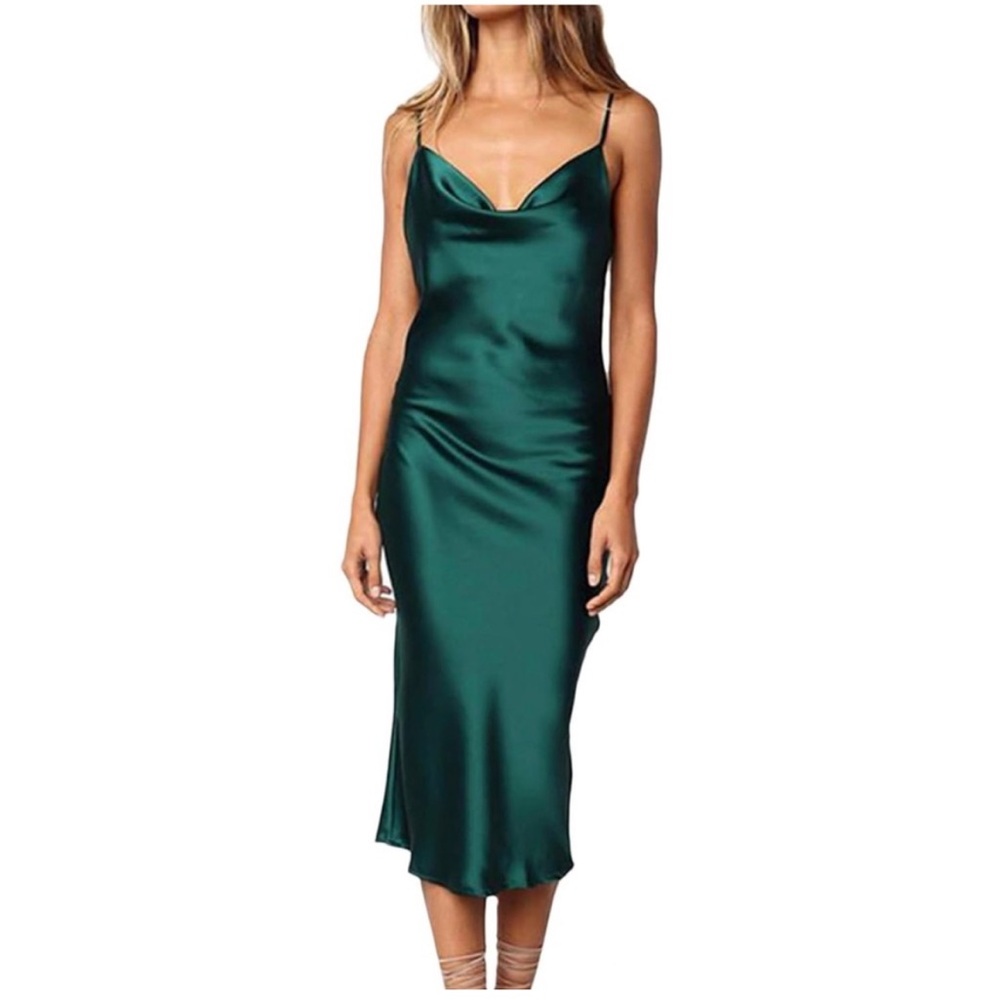 Beautiful Express Green Satin Dress